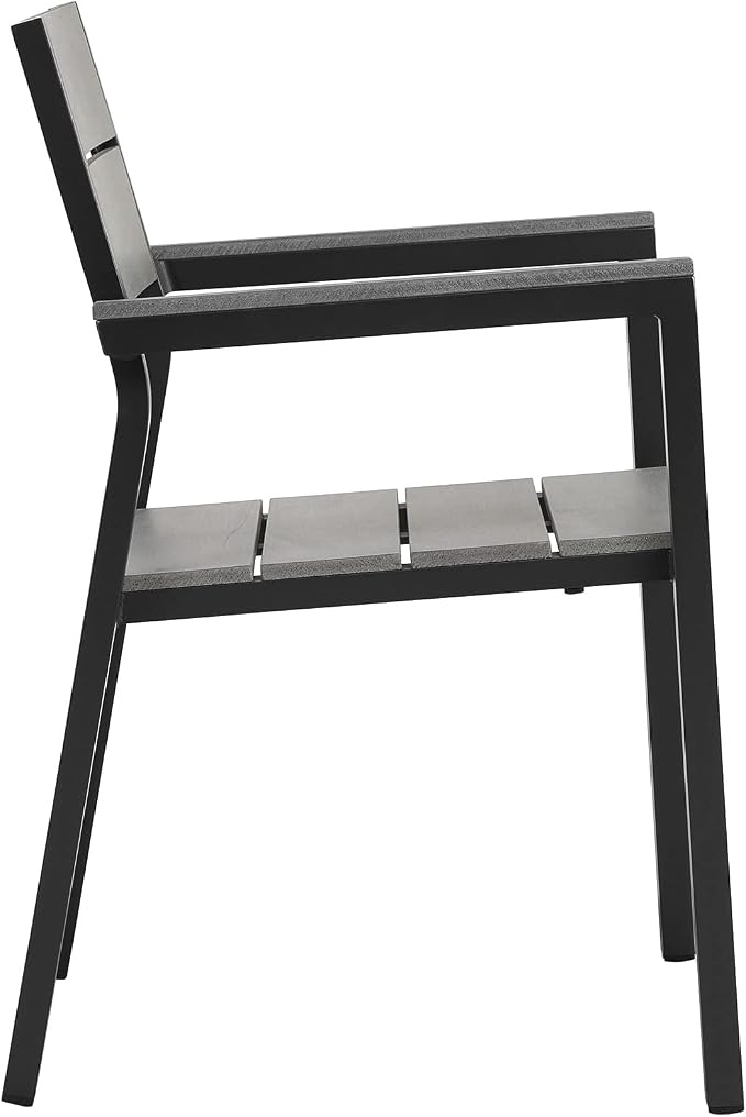 Modway Maine 7-Piece Aluminum Dining Table and Chair Outdoor Patio Set in Brown Gray