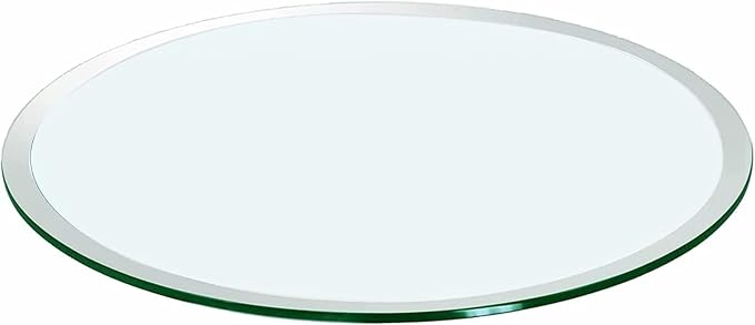 24 Inch Round Transparent Tempered Glass Table Top, Clear Table Surface Protector, Safe 1/2" Thick-Beveled Polished Edge, Replacement Glass Top for Home, Office, Patio, Outdoor/Indoor