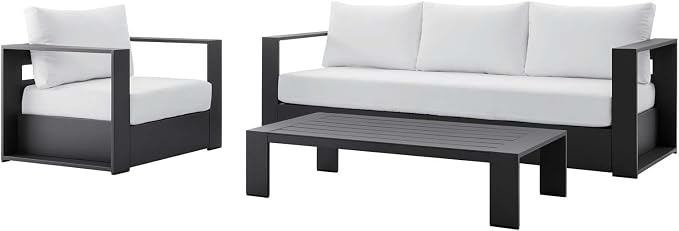 Modway Tahoe Aluminum 3-Piece Outdoor Patio Set in Gray White