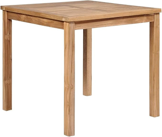 vidaXL Solid Wood Teak Patio Table Lawn Yard Terrace Balcony Wooden Patio Backyard Garden Outdoor Furniture Dining Dinner Meal Table 31.5"