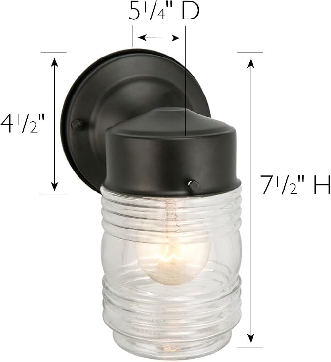Design House 2-Pack Jelly Jar Wall Light, Indoor or Outdoor, Clear Glass, Matte Black, 590232 | Wall Mount, Modern Farmhouse, Steel, 2-Pack, Lighting, 590232