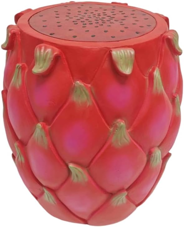 Dragon Fruit Resin Statue Stool, Garden Statue Table Decorative Side Table Home Decor Plant Stand Indoor Outdoor Decorations, Over Sized Sculpture CourtyardOrnament(Dragon Fruit)