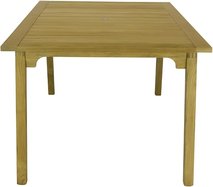 Royal Teak Collection Admiral Dining Table, 40x70-Inch Outdoor Rectangular Teak Table with Umbrella Hole, Wooden Dining Tables, Residential and Commercial Outdoor Furniture (ADT70)