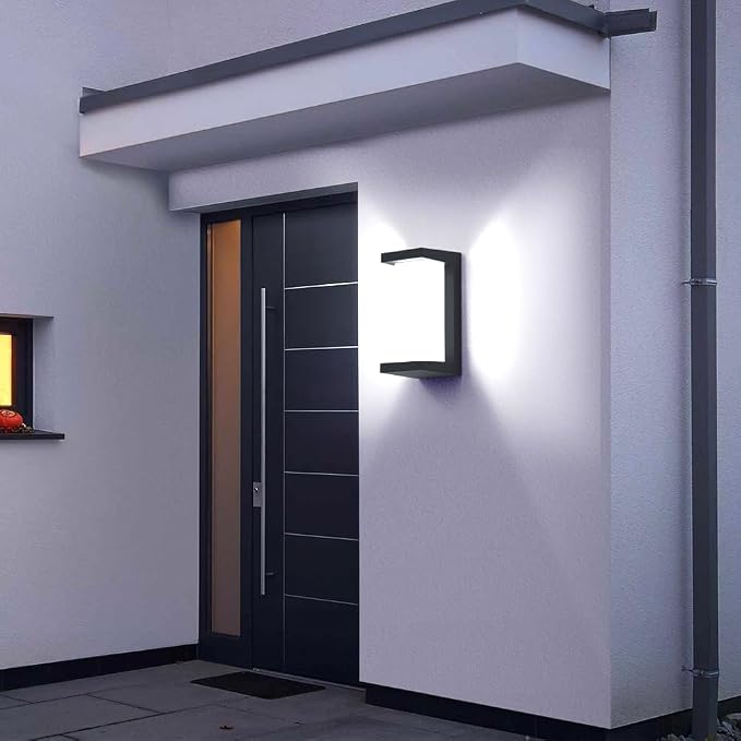 Dusk to Dawn Outdoor Wall Lights, Modern LED Exterior Light Fixture,6000k Black Outdoor Wall Sconce,Ouside Light for House Porch Patio Garage Walkway Backyard Garden