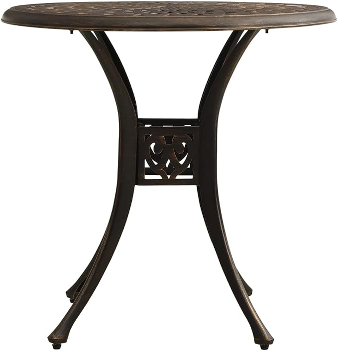 Patio Table Bronze 30.7"x30.7"x28.3" Cast Aluminum, Outdoor Dining Table, Outdoor Patio Table, Outdoor Bar Table, Bistro Table for Patio Balcony Proch Poolside