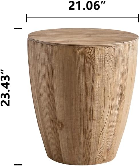 Vintage Drum Coffee Table Set, Wood Round Coffee Table Set of 2, Drum Side Table End Table Bucket Shaped Coffee Tables for Living Room Dining Room, No Need Assembly (Set of 2)