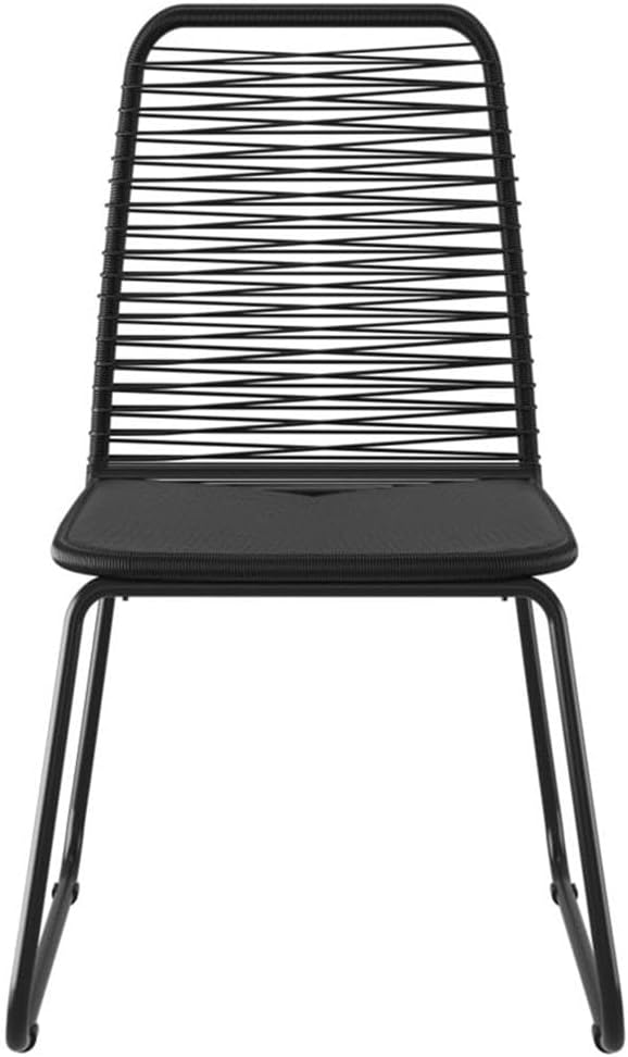 Afuera Living 5 Piece Patio Dining Set, PVC Rattan, Black Finish, Lightweight Steel Frame, UV Resistant, Water Resistant, Modern Design for Garden, Patio, Balcony Outdoor Seating and Dining Use
