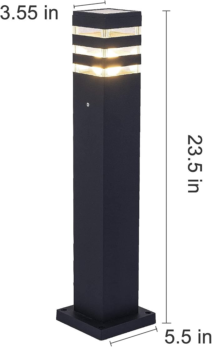 Pathway Lights Post Lights IP55 Waterproof Outdoor Lamp Post Lawn Light Floor Lamp E26 Lampholder Hardwired Suitable for 12V / 24V / 120V Voltage（23.5in, Black）