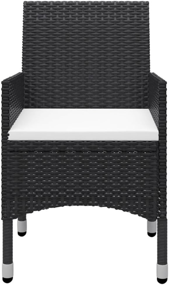 Afuera Living Patio Dining Set, Black Poly Rattan with Tempered Glass Tabletop, Matte Finish, Removable Cushion Covers, Spacious 9-Person Seating, Weather-Resistant Outdoor Furniture for Garden or