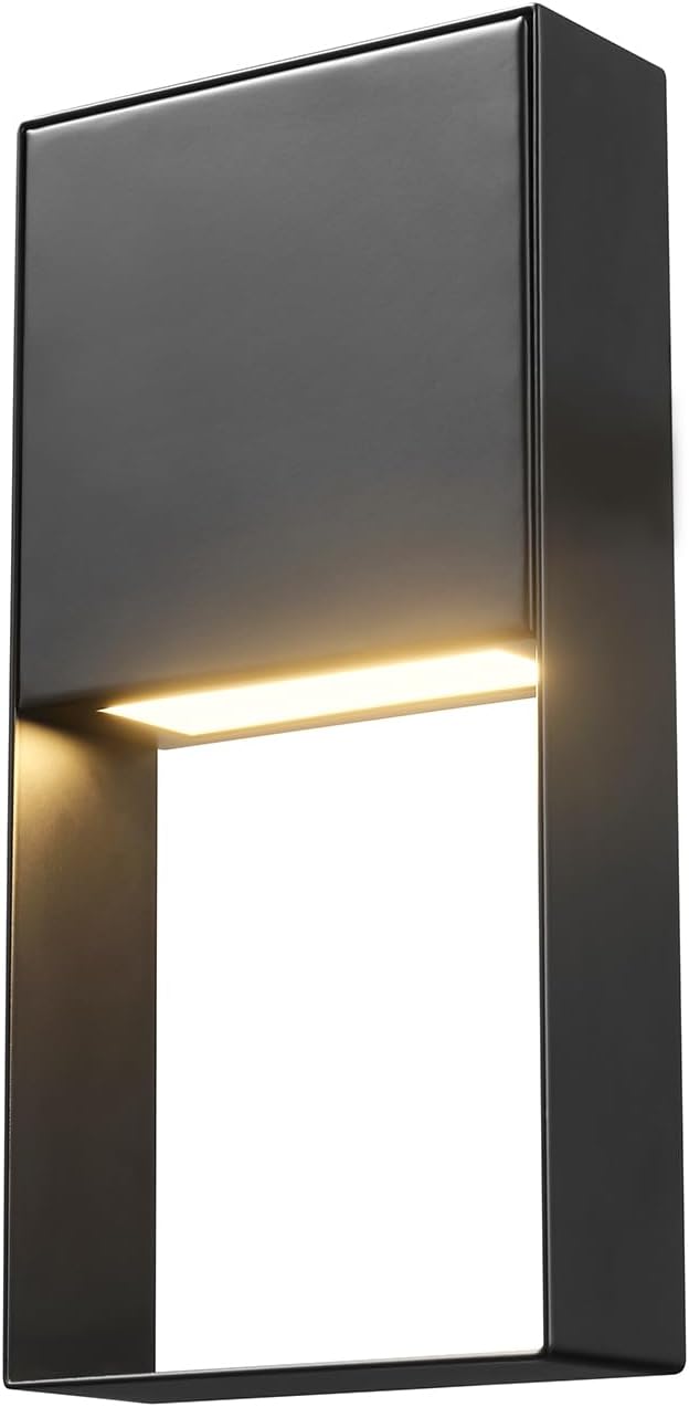 Globe Electric 7.5W LED Integrated Matte Black Outdoor Wall Sconce | Matte Black, 7.5W, 400 Lumens, 2700K Warm White, Dimmable, 80 CRI