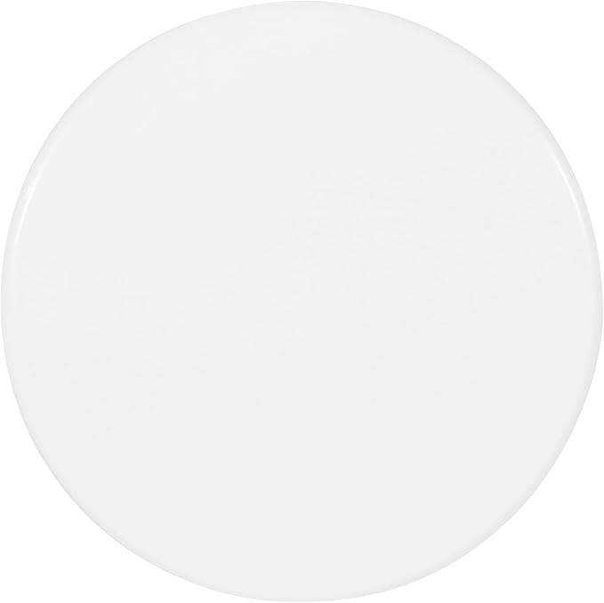 Benzara Suma Outdoor End Table, Round 15 Inch Top, Pedestal Base, White Iron