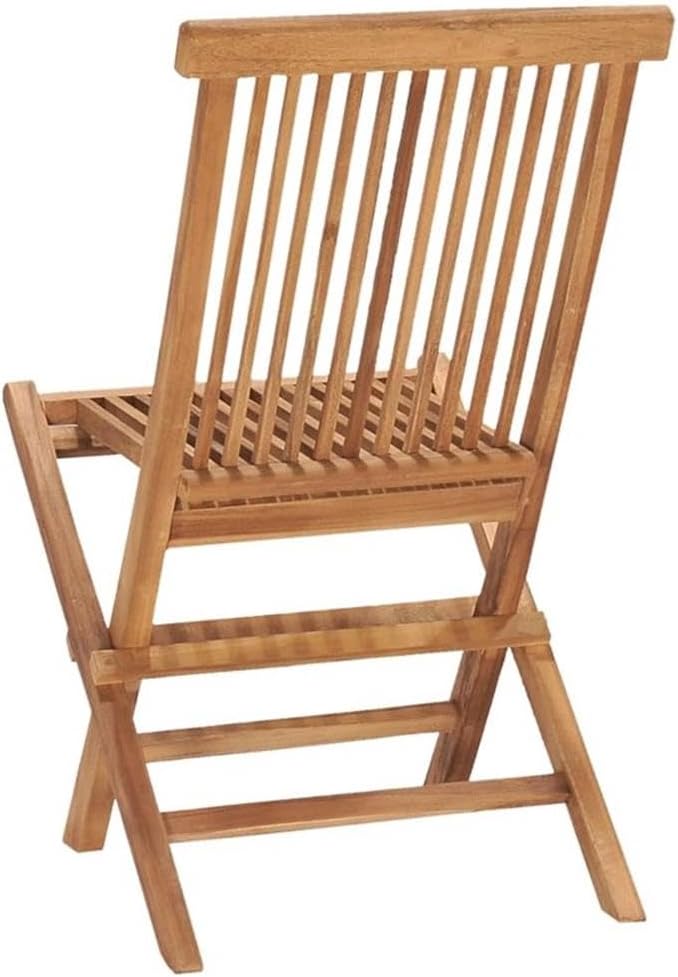 BOWERY HILL 3-Piece Teak Hardwood Outdoor Dining Set, Smooth Sanded Finish, Natural Brown, Round Table with 2 Foldable Chairs, Weather-Resistant, Compact Design for Patio or Garden Dining