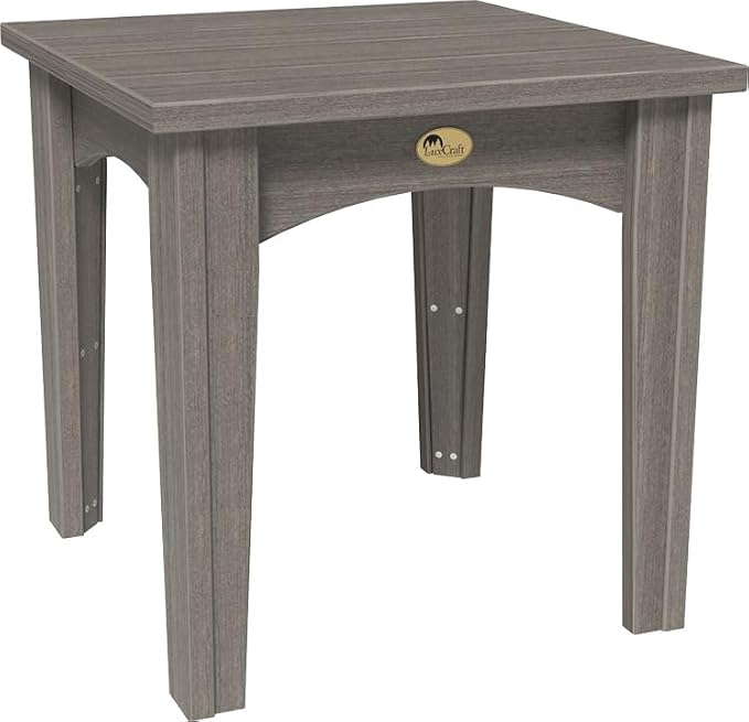 LuxCraft Island End Table – HDPE Poly Lumber Outdoor Side Table, Weatherproof Patio Accent Table, Low-Maintenance Porch Furniture (Coastal Gray)