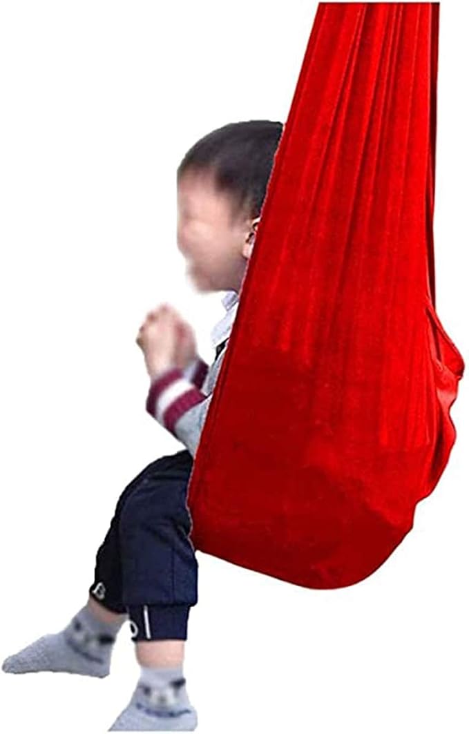 Indoor Sensory Swing Chair Adjustable Yoga Hammock Child Cuddle Swing for Kids Or Adults Autism ADHD AspergersTherapy (Color : Red, Size : 150 x 280 cm)
