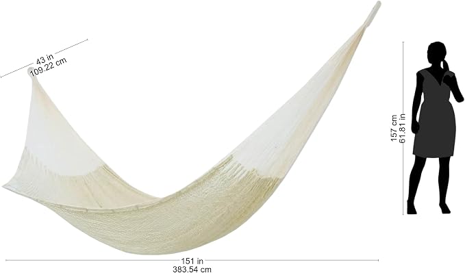 NOVICA Natural Off White Hand Woven Cotton Mayan 2 Person XL Rope Hammock, 'Caribbean Beach' (Double)