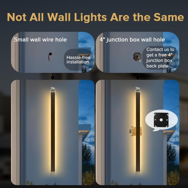 Outdoor Wall Lights, 47.24 Inch, Set of 2 | Waterproof, Linear Led Modern Wall Sconce, 2700-6500K Dimmable Selectable, Remote Dimming, Acrylic Anti Rust