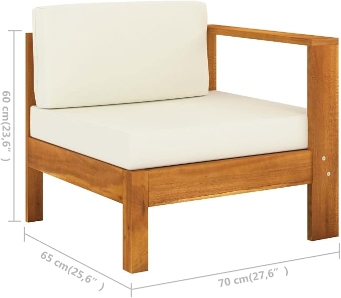 8 Piece Patio Lounge Set with Cream White Cushions,Outdoor Couch,Patio Bar Set,Modern Outdoor Furniture,Dining Bench with Back,Bistro Set,for Patio Deck Garden,Backyard & Lawn,Acacia Wood