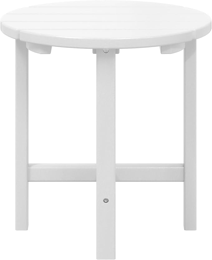 WestinTrends Dylan Adirondack Round Outdoor Side Table, White