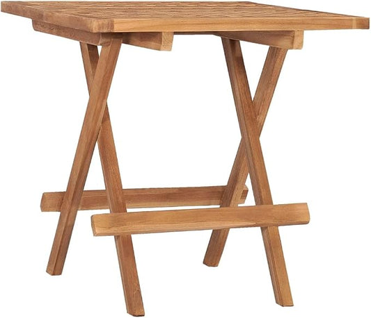 vidaXL Folding Patio Table, Outdoor Table, Garden Furniture for Backyard Lawn Balcony Terrace Picnic, Tea Table, Farmhouse Style, Solid Teak Wood