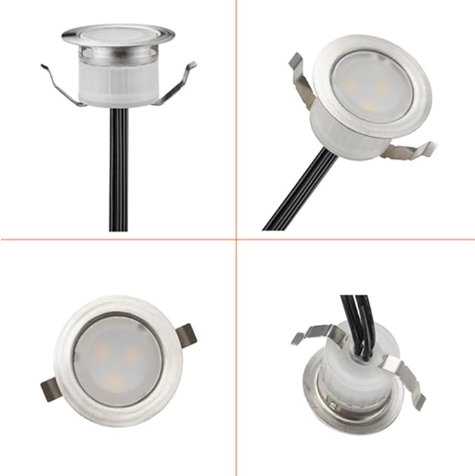 Low Voltage LED Deck Light Waterproof Outdoor Garden Yard Decor Lamps Recessed Wood Decking Stair Landscape Pathway LED Step Lighting (10pcs, Warm White) | IP67 Waterproof Outdoor, 0.6W per Light, for Garden Yard Pathway Patio Step Stairs Decor