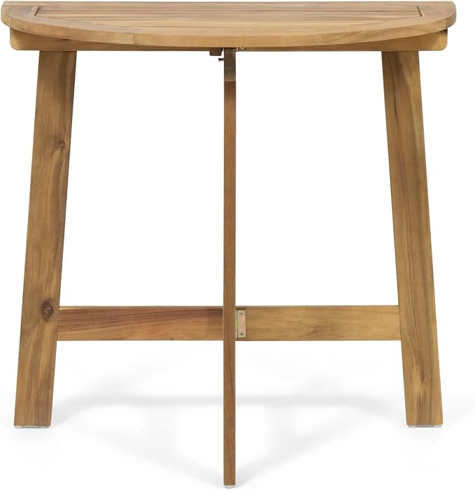 Geelife Outdoor Half-Round Folding Acacia Wood Bistro Table