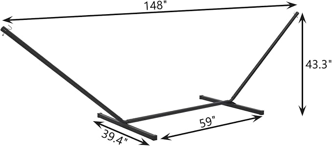 SUPERJARE 12 FT Hammock Stand Only, 450 lbs Capacity Heavy Duty Steel Hammock Stand, Portable Carrying Bag, 2 Person, Rust-Resistant Finish, Perfect for Patio, Camping, Indoor, Outdoor - Black