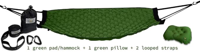 Pammock Sleeping Pad That Converts Into an Inflatable Hammock with Inflatable Pillow and Hammock Straps