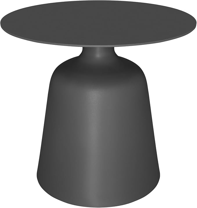 Outdoor Round Side Table, Mid Century Modern Style, Weather Resistant Rust Resistant Aluminum Base, Ideal for Garden, Pool, Patio, Balcony, Living Room, 19.5" x 18.3", Grey