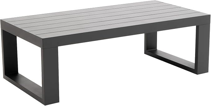 Patio Coffee Table, Grey, Aluminum Rectangle