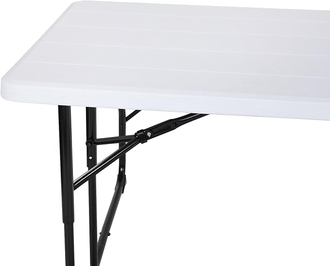 Flash Furniture Insta-Fold Picnic Table - White Wood Grain Folding Picnic Table Bench Set for Adults - 4.5 Foot Folding Table