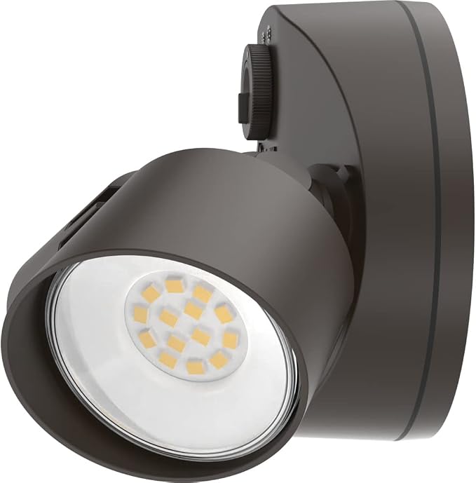 Lithonia Lighting HomeGuard 2-Light LED Outdoor Flood Lights, Dusk to Dawn | Dark Bronze Outdoor LED Lights, Adjustable Lumens, 4000K Cool White, Round Heads (HGX LED 2RH ALO 40K 120 PE DDB)
