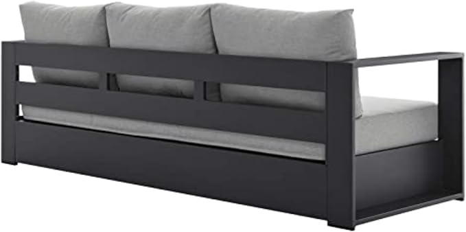 Modway 3-Piece Patio Set, Gray, Outdoor Furniture, Powder-Coated Aluminum Frame, Dense Foam Padding, Water & UV-Resistant Fabric