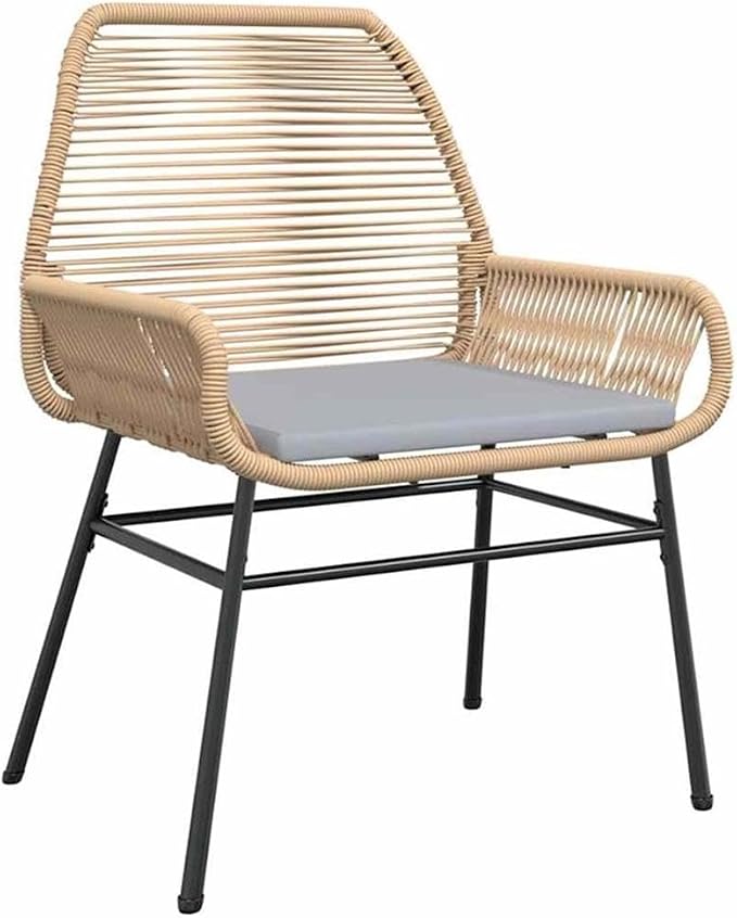 Afuera Living 5-Piece Poly Rattan Patio Dining Set, Black Tempered Glass Table, Cushioned Seats, Powder-Coated Steel Frame, UV-Resistant, Weatherproof Garden Furniture Set for Outdoor Entertainment