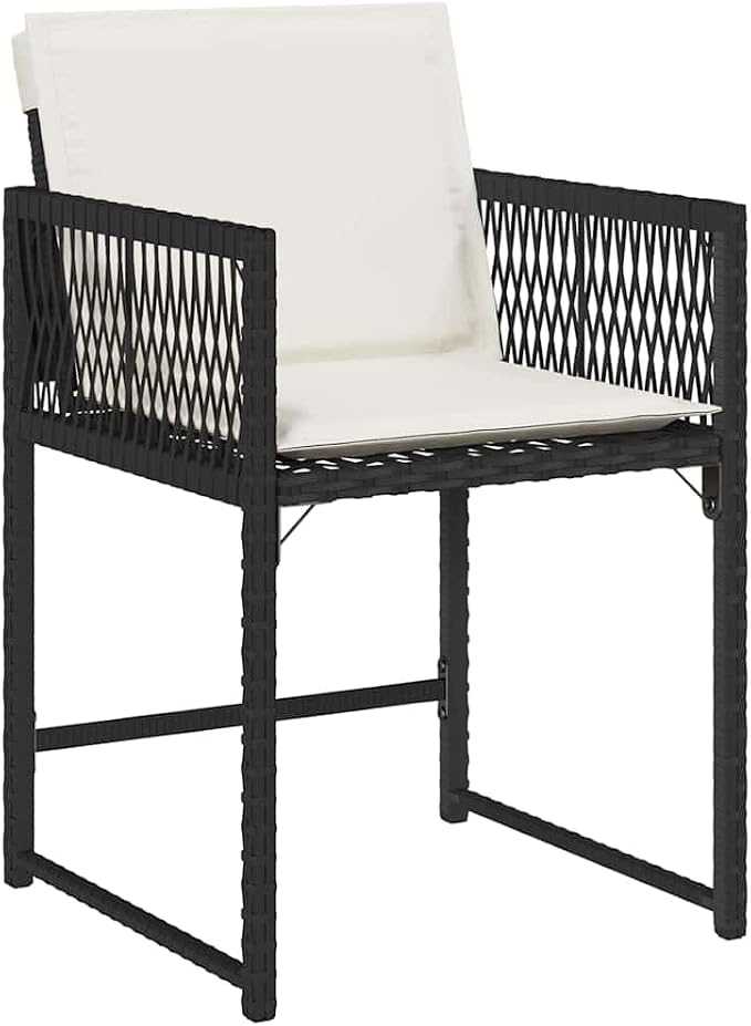 5 Piece Garden Dining Set, Black Poly Rattan Patio Furniture with Glass Table and 4 Chairs for Backyard, Balcony and Outdoor Space