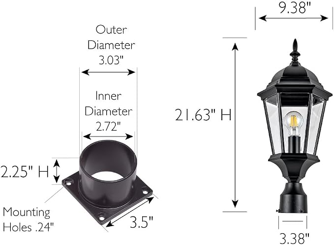 Design House Oak Creek Outdoor Light and Pier Base Bundle – Traditional Clear Glass – for Driveways, Yards, Patios and Porches, Textured Black, 589861 | Post Mount, Traditional, Steel, 2-Piece, Lighting, 589861