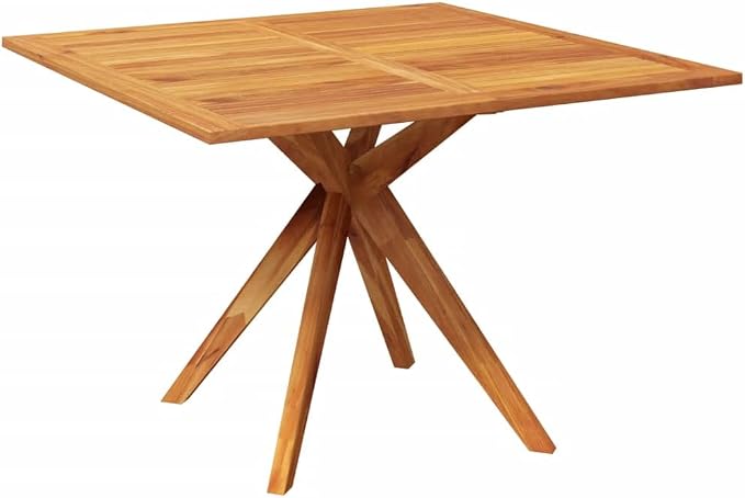 vidaXL Square Patio Table - Outdoor Dining Furniture in Solid Acacia Wood, Sturdy Cross Legs, Easy Assembly and Maintenance, Brown, 43.3"x43.3"x29.5"