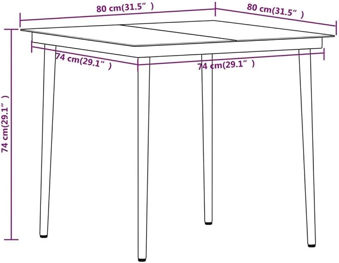 BOWERY HILL 5-Piece Powder-Coated Steel/Glass/PVC Dining Set, Black Finish, Square Table with 4 Chairs, Water-Resistant Modern Outdoor Furniture for Patio, Garden, or Balcony