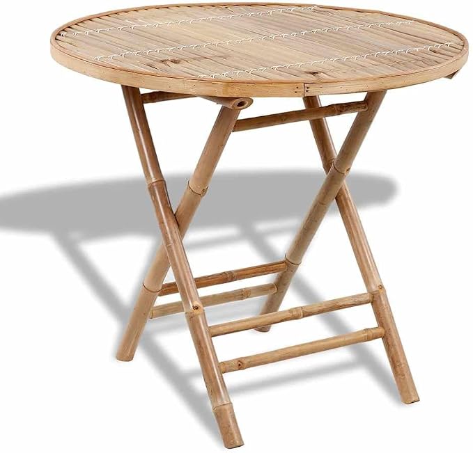 5-Piece Bamboo Folding Dining Set, Portable Indoor Outdoor Garden Furniture Table and Chairs for Patio, Backyard, Small Space, Brown