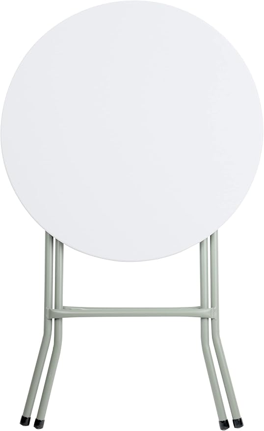 24" Round Granite White Heavy-Duty Blow Molded Standard Height Plastic Folding Table, Folding Camping Table Folding Tables Party Table And Chairs For Events Folding Tables Picnic Folding Table