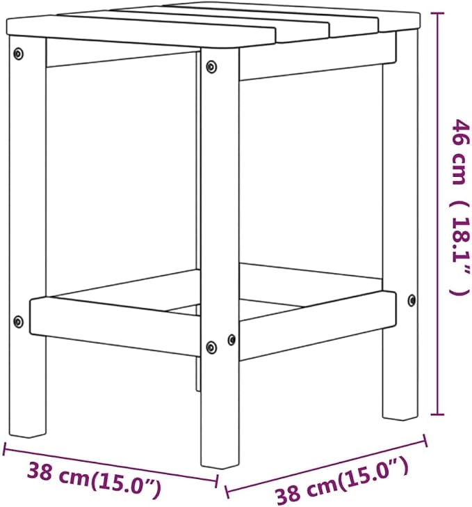 Square Garden Adirondack Side Table, Modern Anthracite Outdoor Patio Table, Durable HDPE and Steel Construction, Compact End Table for Plants and Drinks, 15 x 15 x 18.1 Inches