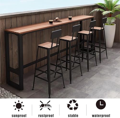 Waterproof Wooden Outdoor Bar Table for Balcony Railing, Counter Height Pub Table, Perfect Patio Furniture for Garden Parties and Gatherings, No Stool Included