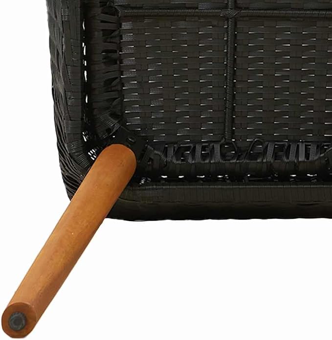 Garden Dining Set with Cushion 3 Pcs Black Poly Rattan Outdoor Patio Bistro Table Chairs Weatherproof Stackable for Deck Yard Porch