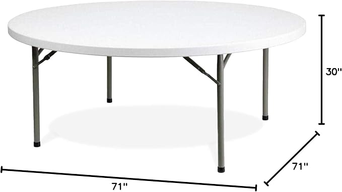 EventStable TitanPRO 72" Round Plastic Folding Table - 10 Pack