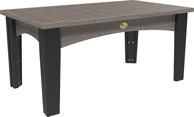 LuxCraft Island Coffee Table – HDPE Poly Lumber Outdoor Patio Table, Weather-Resistant Coastal Style, Low-Maintenance Durable Design (Coastal Gray & Black)