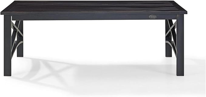 HomeStock Island Oasis Outdoor Metal Coffee Table with Slatted Top,Powder-Coated,Sturdy Weather-Proof Steel,Hand-Painted,Durable - 23.5" D x 39.25" W x 13.75" H Oiled Bronze Finish