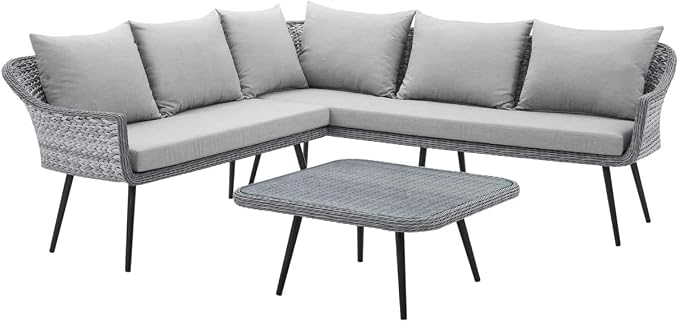 Endeavor Outdoor Patio Wicker Rattan Outdoor Patio Wicker Rattan Seating Set in Gray Gray