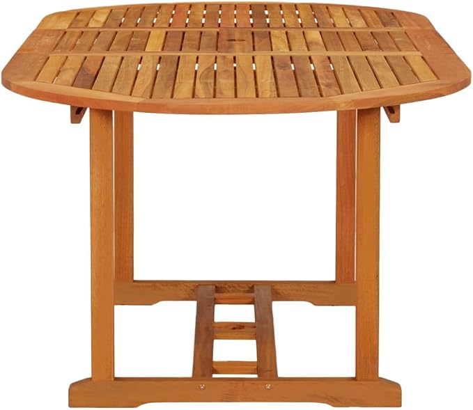 Solid Eucalyptus Wood Patio Table with Umbrella Hole 78.7x39.4x29.5 Inches Extendable Outdoor Dining Table for Garden, Deck, Backyard