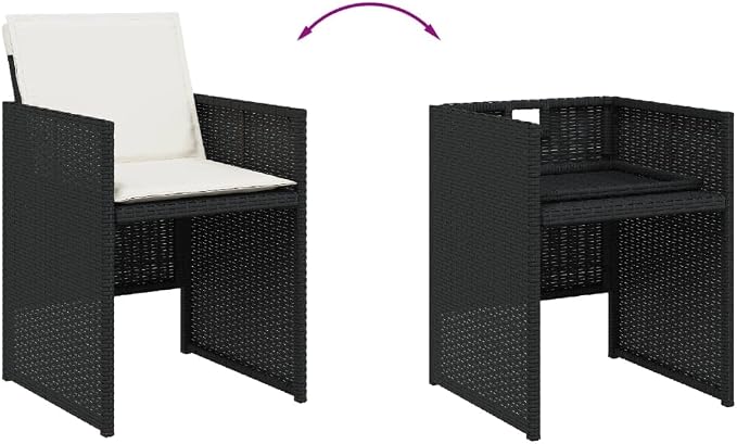 13-Piece Patio Dining Set with Cushions Black PE Rattan Outdoor Furniture Set for Garden Backyard Balcony Porch