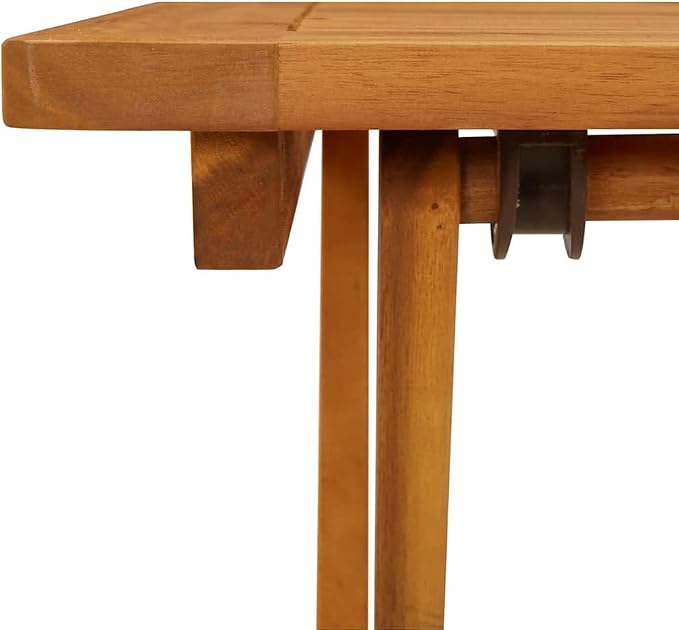 vidaXL Bistro Table, Folding Outdoor Side Table with Umbrella Hole, Patio Table for Porch Deck Backyard, Farmhouse Style, Solid Acacia Wood