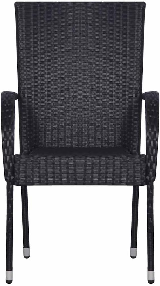 3 pcs Set Patio Dining Set & Balcony Furniture Black Poly Rattan Outdoor Patio Furniture Set Patio Conversation Set for Backyard Front Porch Lawn 43.3 x 20.9 x 28.3 in